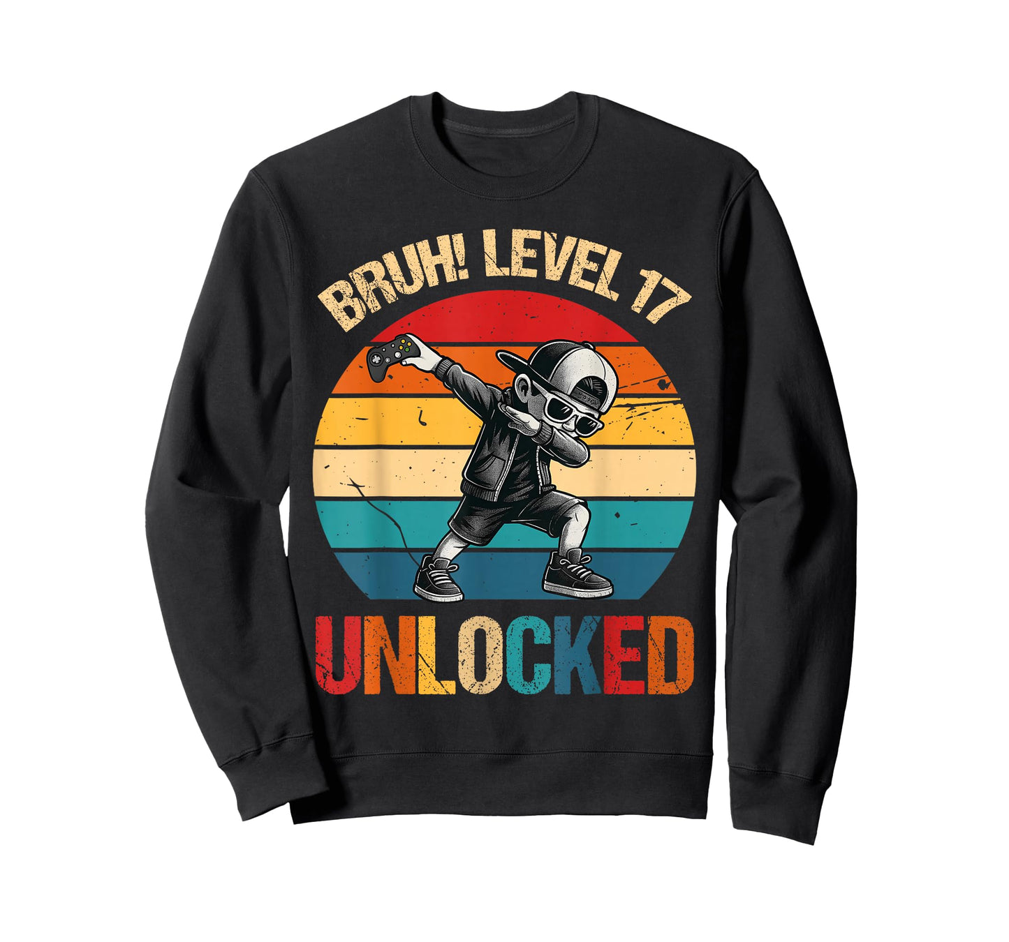 17 Years Old Dabbing Boy Bruh 17th Level Unlocked Birthday T-Shirt