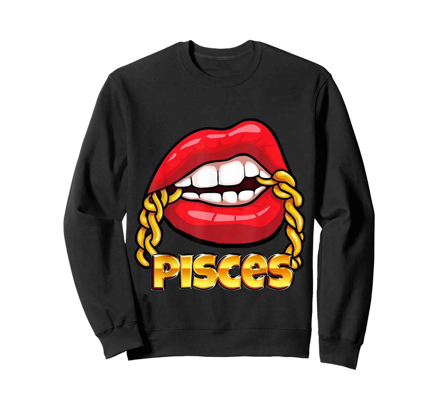 Juicy Lips Gold Chain Pisces Zodiac Sign T-Shirt