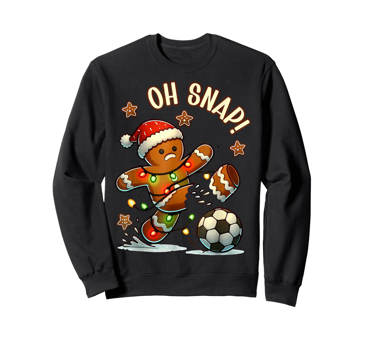 Oh Snap Gingerbread Soccer Xmas Light Holiday T-Shirt