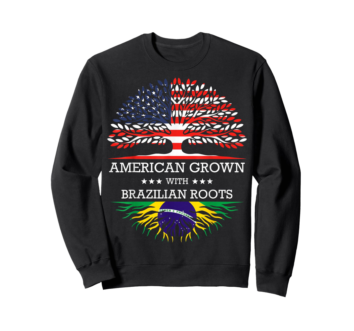 American Grown with Brazilian Roots USA Flag T-Shirt