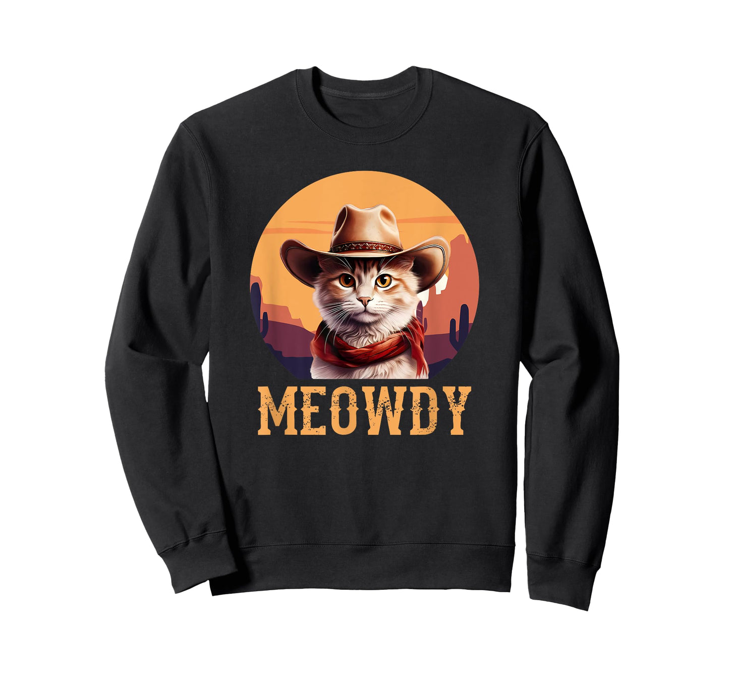 Meowdy Cat Cowboy Hat Funny Vintage Graphic T-Shirt