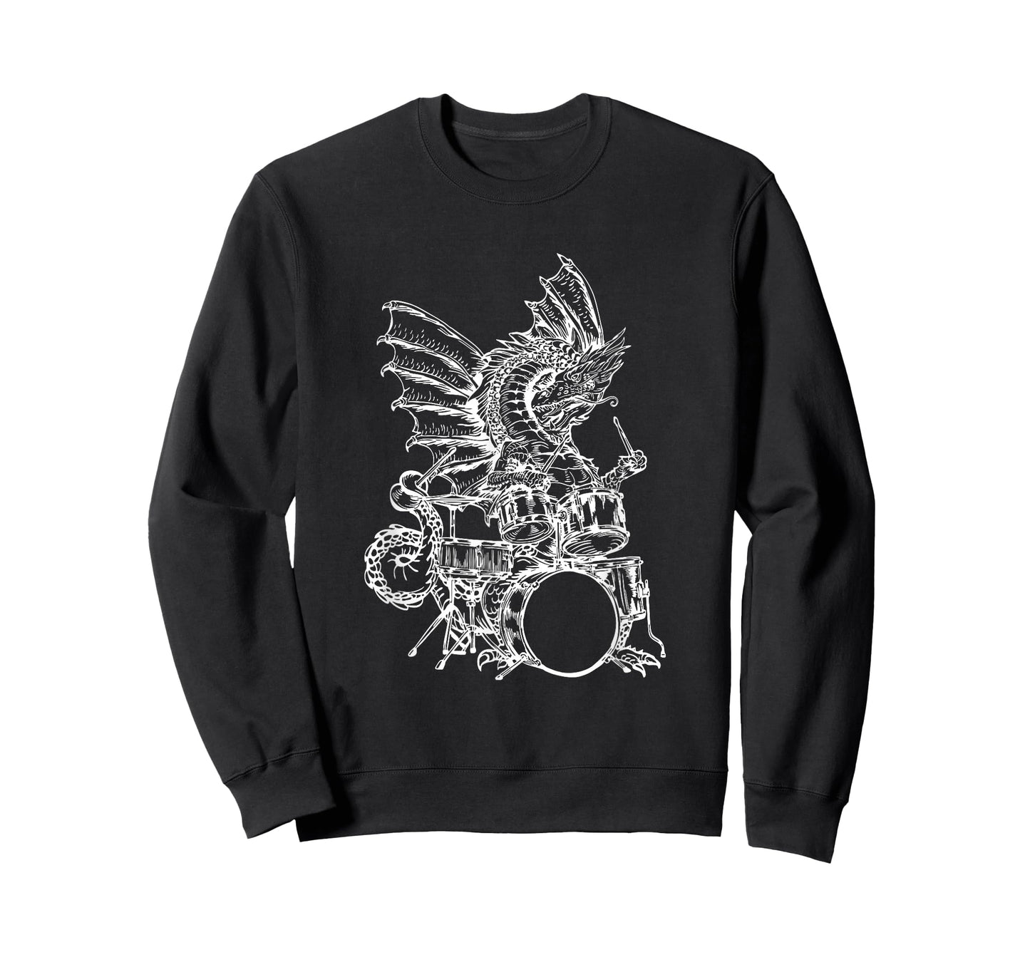 Dragon Playing Drums Animal Funny Drummer Rock Musician T-Shirt
