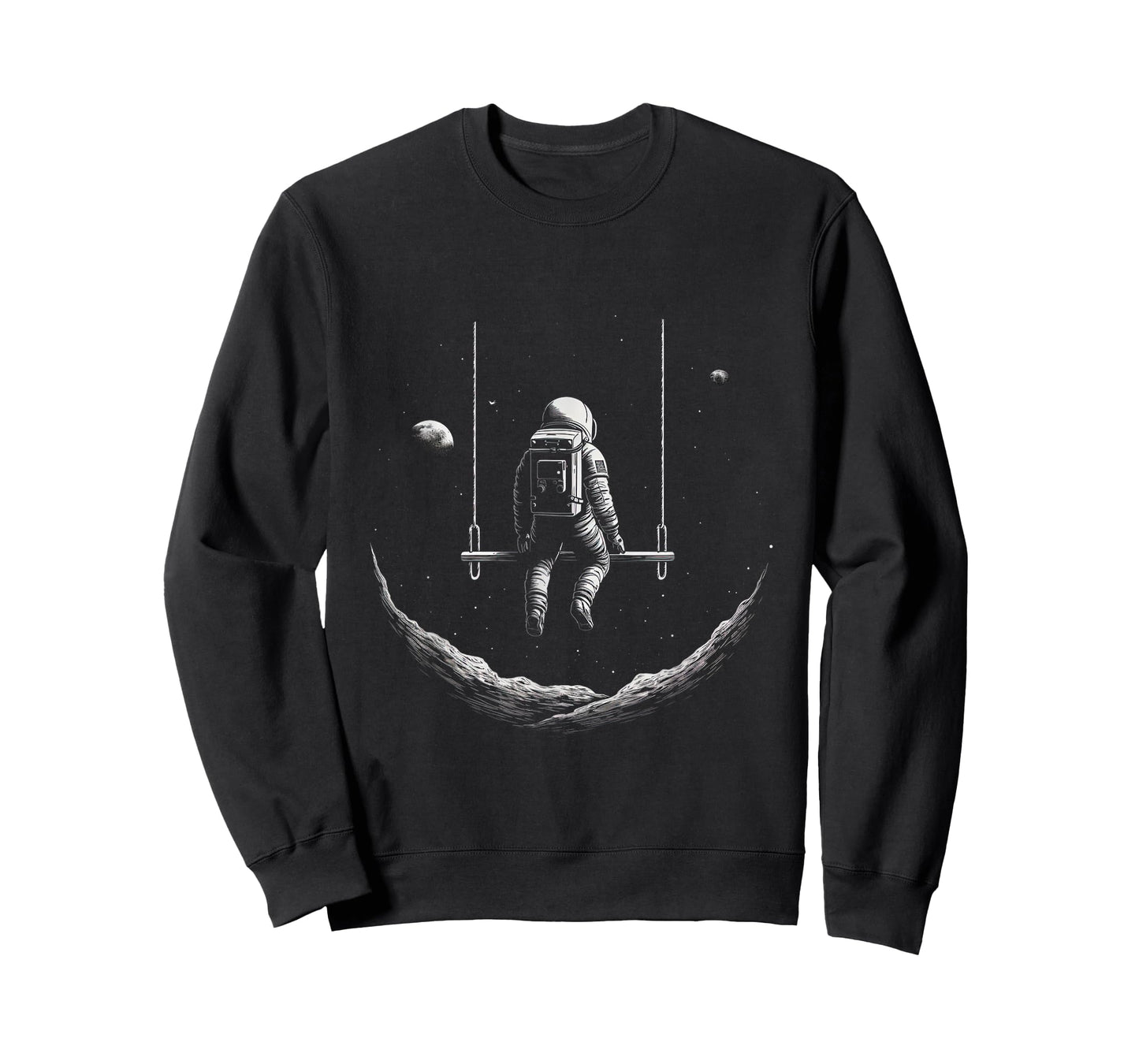 astronaut sitting on a swing in space stars moon T-Shirt