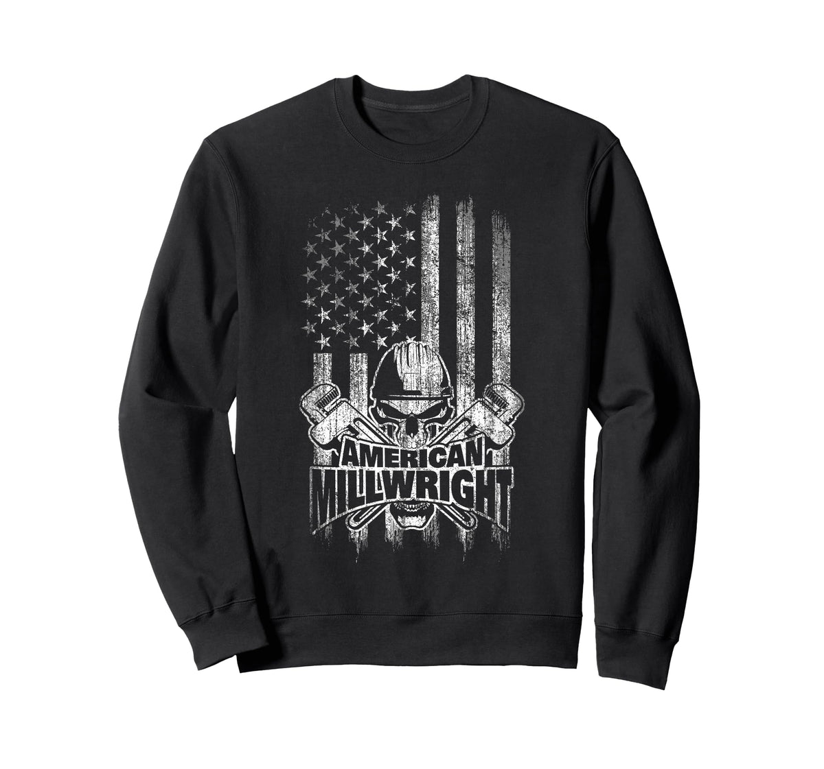 Millwright T-Shirt Skull and Wrenches American Flag T-Shirt