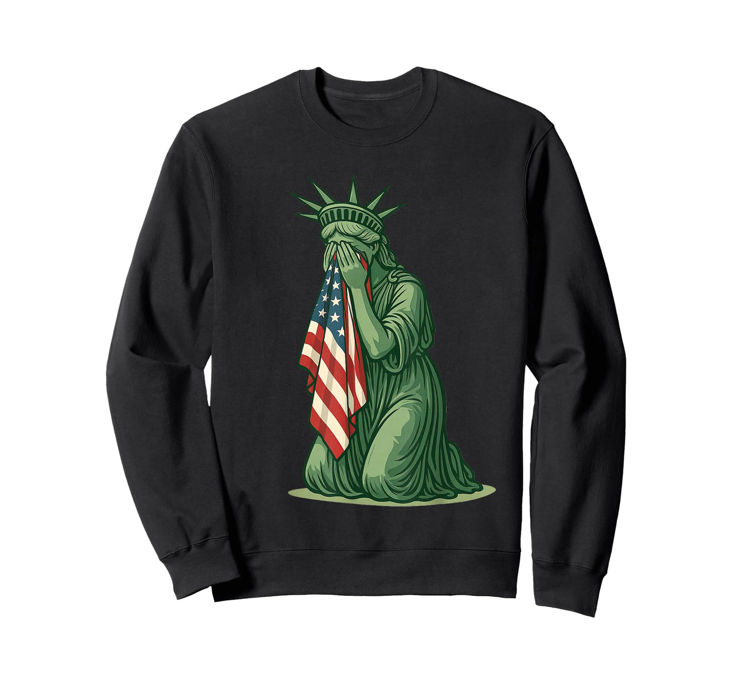 Statue of Liberty Crying Sad USA Flag Patriotic Resist T-Shirt