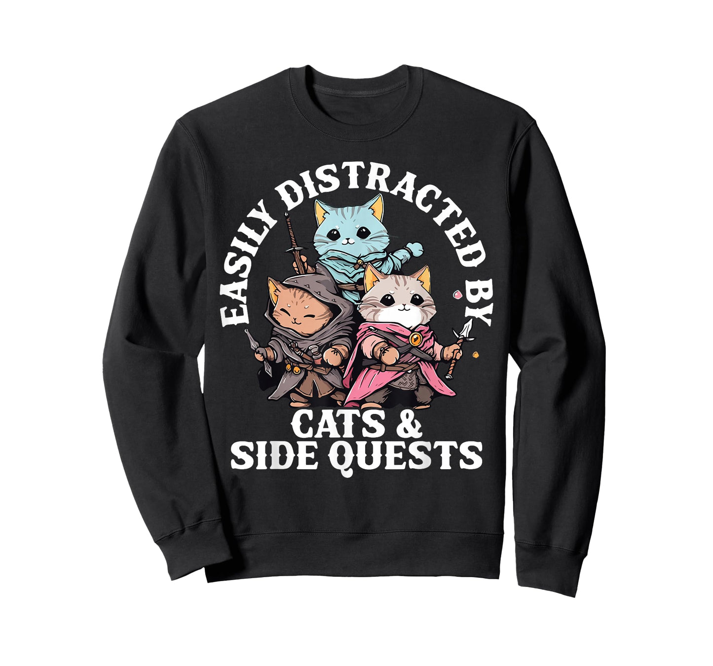 Cats Side Quest Distracted Tabletop Funny Men Women Kids Dad T-Shirt
