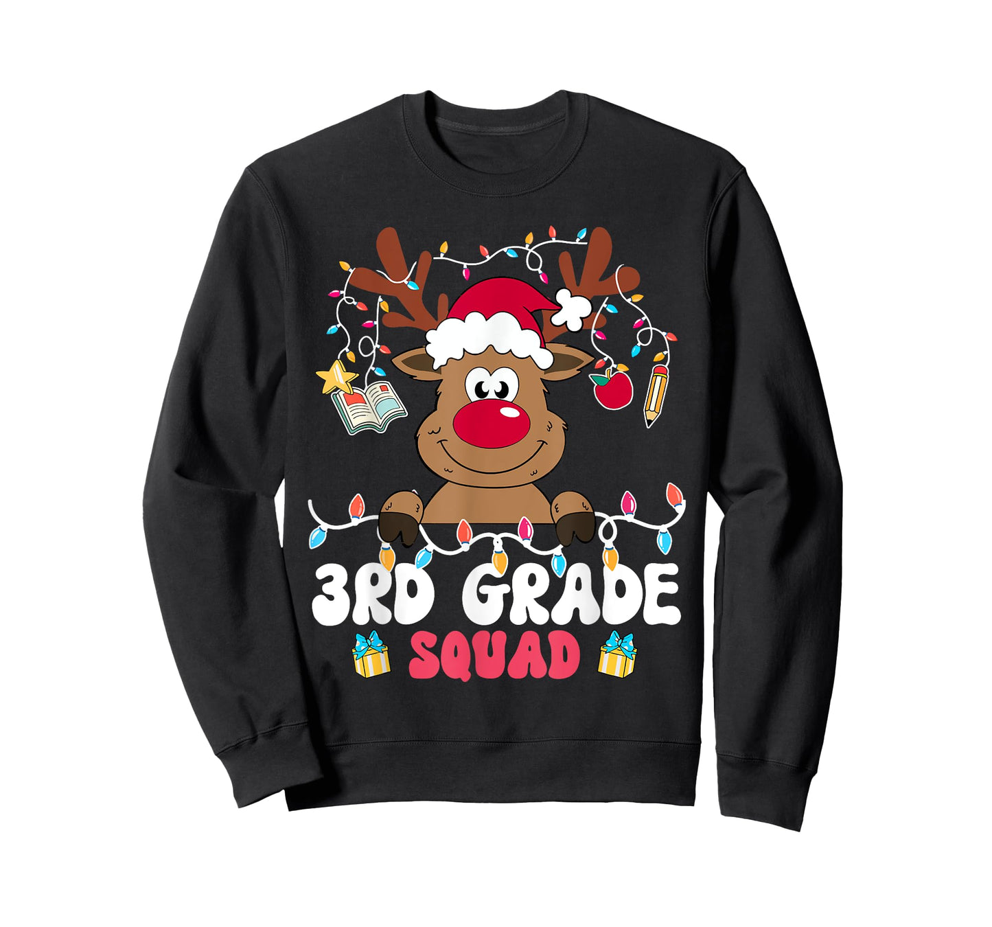 3rd Grade Squad Reindeer Christmas Third Grade Teacher Xmas T-Shirt