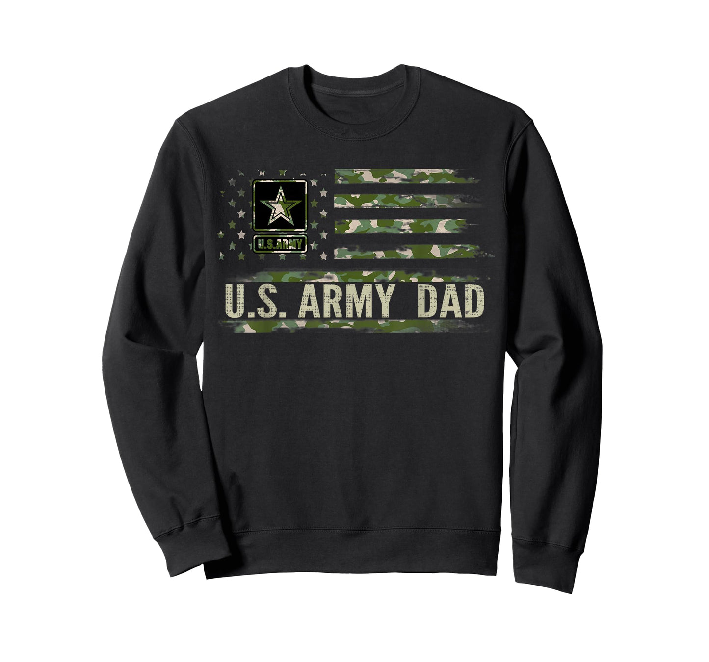 Vintage U.S Army Dad with Camo American Flag Veteran Gift T-Shirt