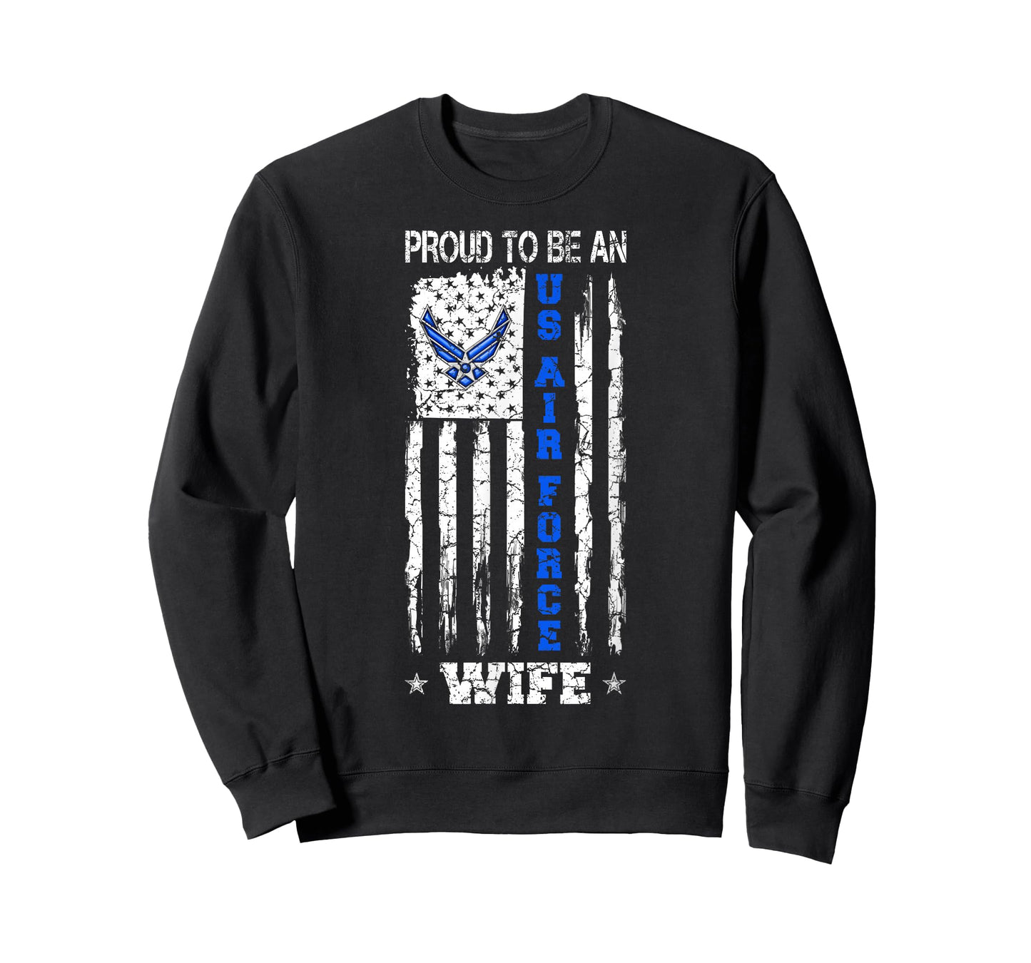 Vintage USA Flag Proud To Be An US Air Force Wife T-Shirt