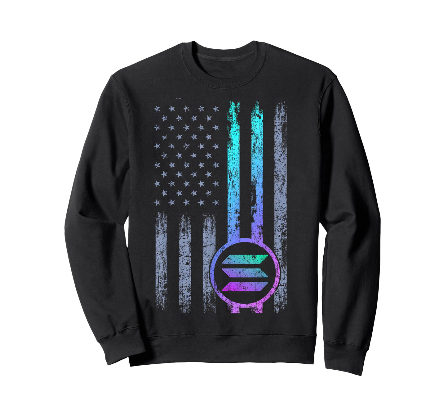 Solana Crypto Blockchain Solana Coin Distressed USA Flag T-Shirt