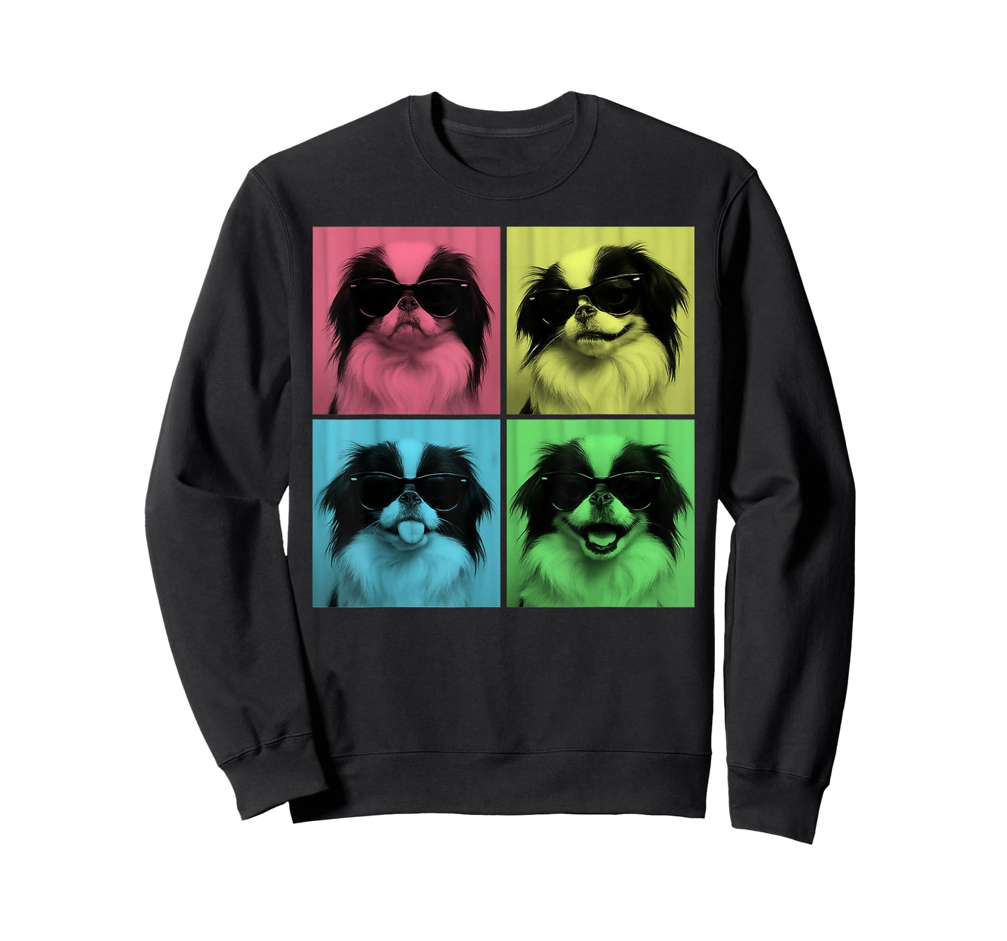 Japanese Chin Pop Art Funny Dog Lover Photo Booth Men Women Kids T-Shirt