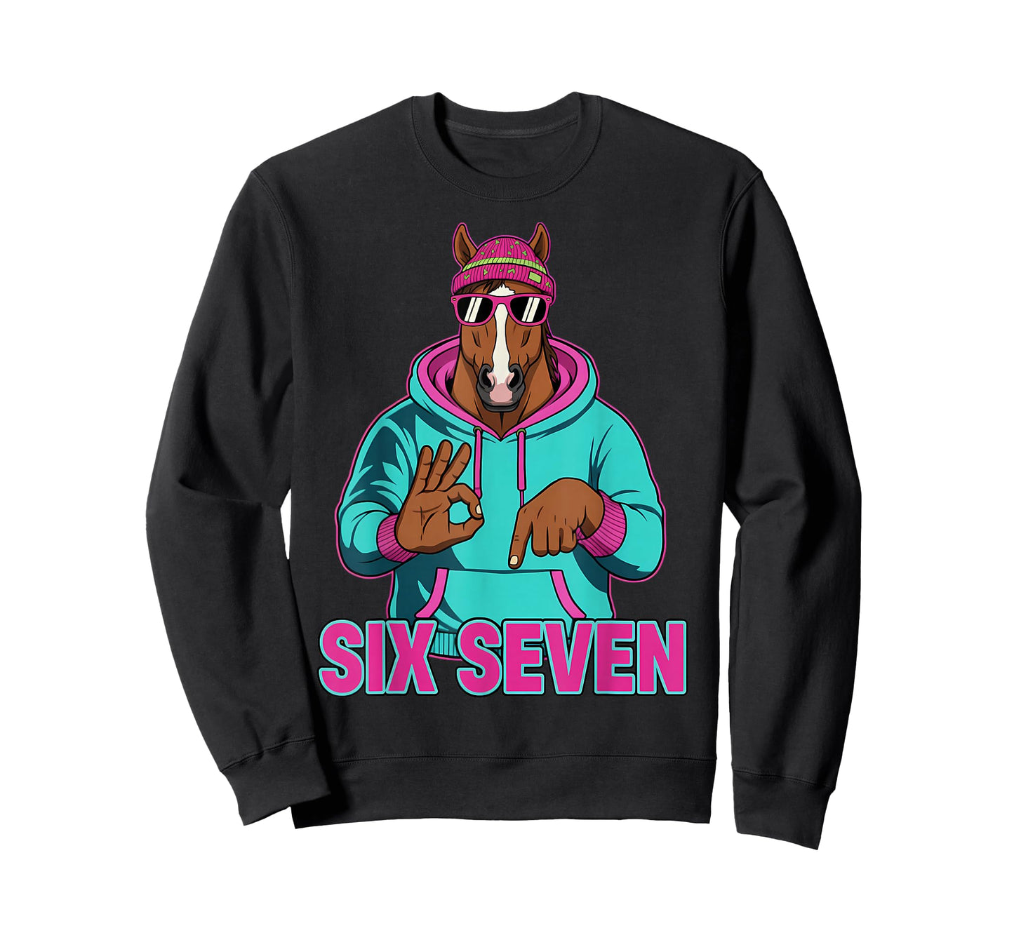 Six Seven Meme Cute Horse 67 Funny Gen Z Apha Slang T-Shirt