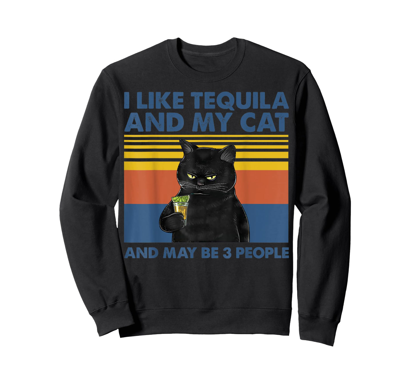 I Like Tequila And My Cat And Maybe 3 People Vintage T-Shirt