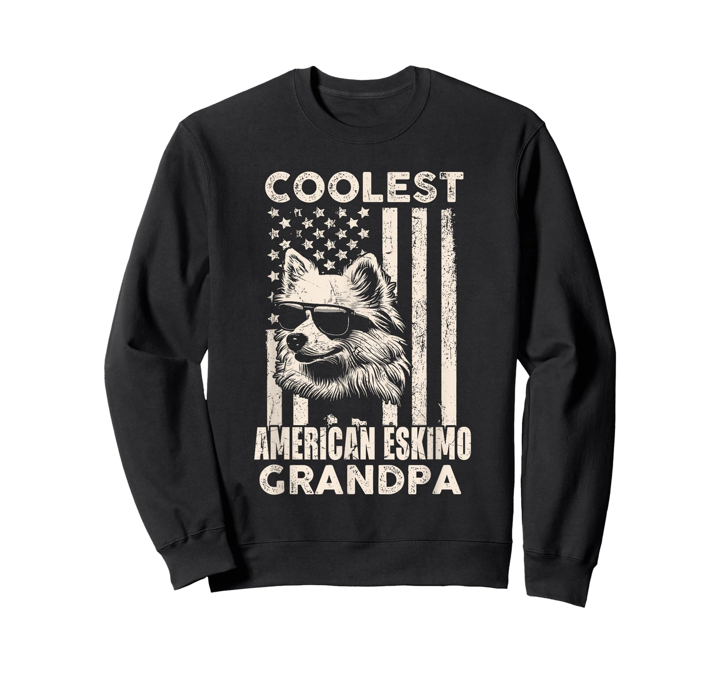 Coolest American Eskimo Grandpa Vintage American Flag Funny T-Shirt