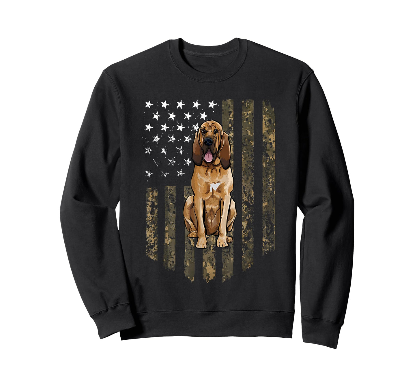 Camo American Flag Bloodhound 4th of July USA T-Shirt