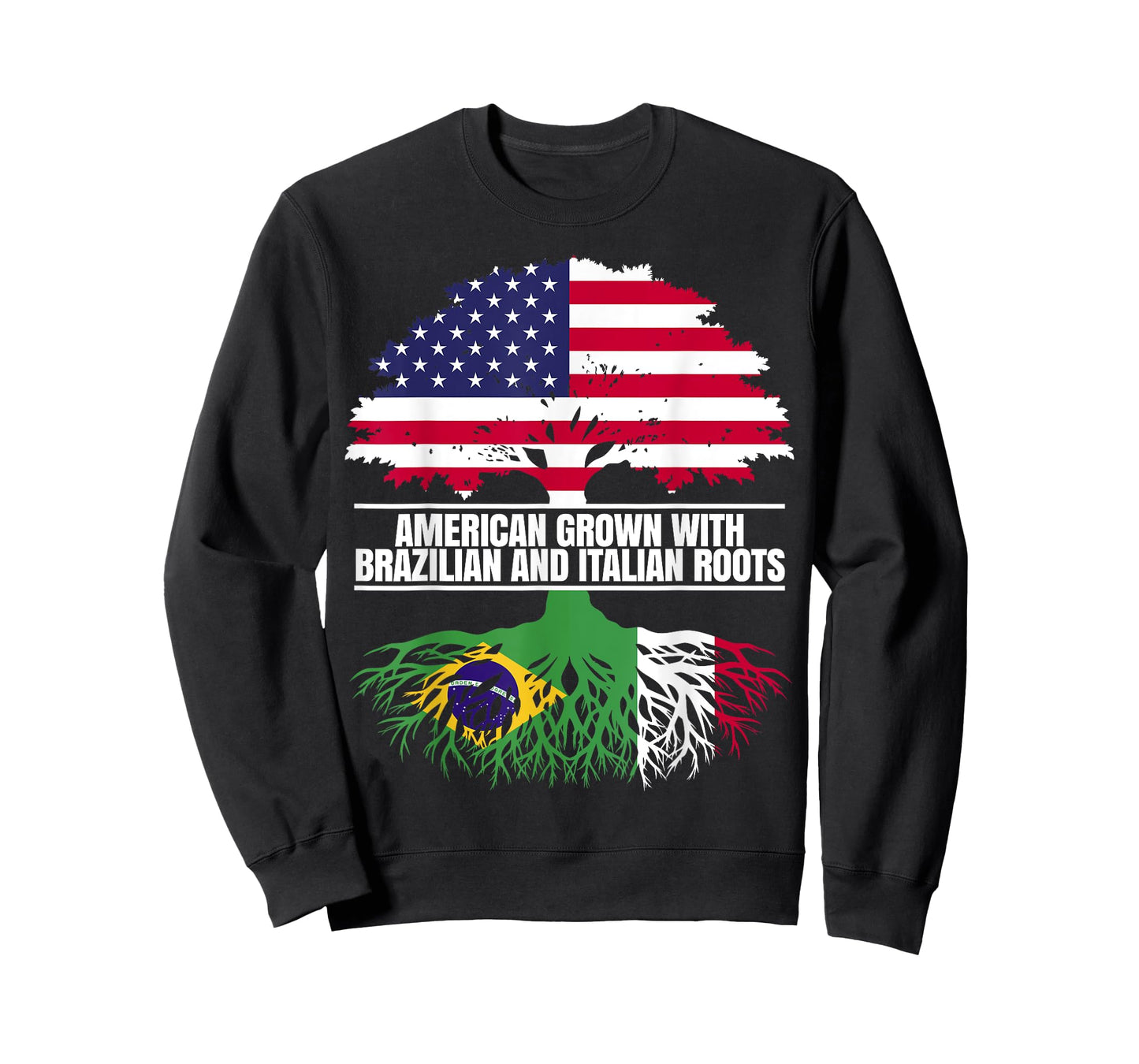 American Grown with Flag Heritage Brazilian Italian Roots T-Shirt