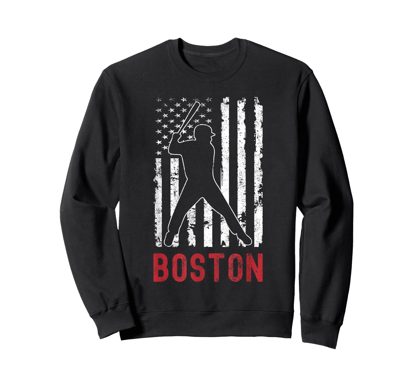Boston Massachusetts American Flag Baseball Weathered T-Shirt
