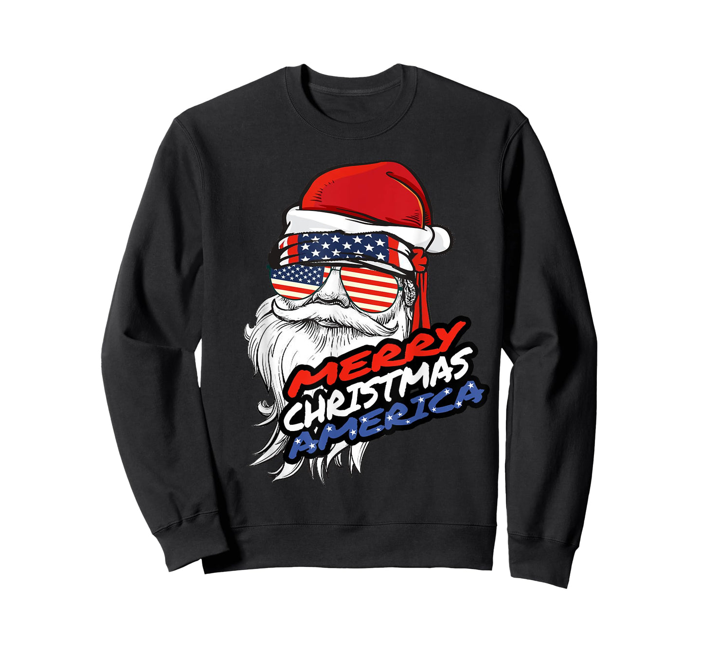 Merry Christmas America Santa Claus American Flag T-Shirt