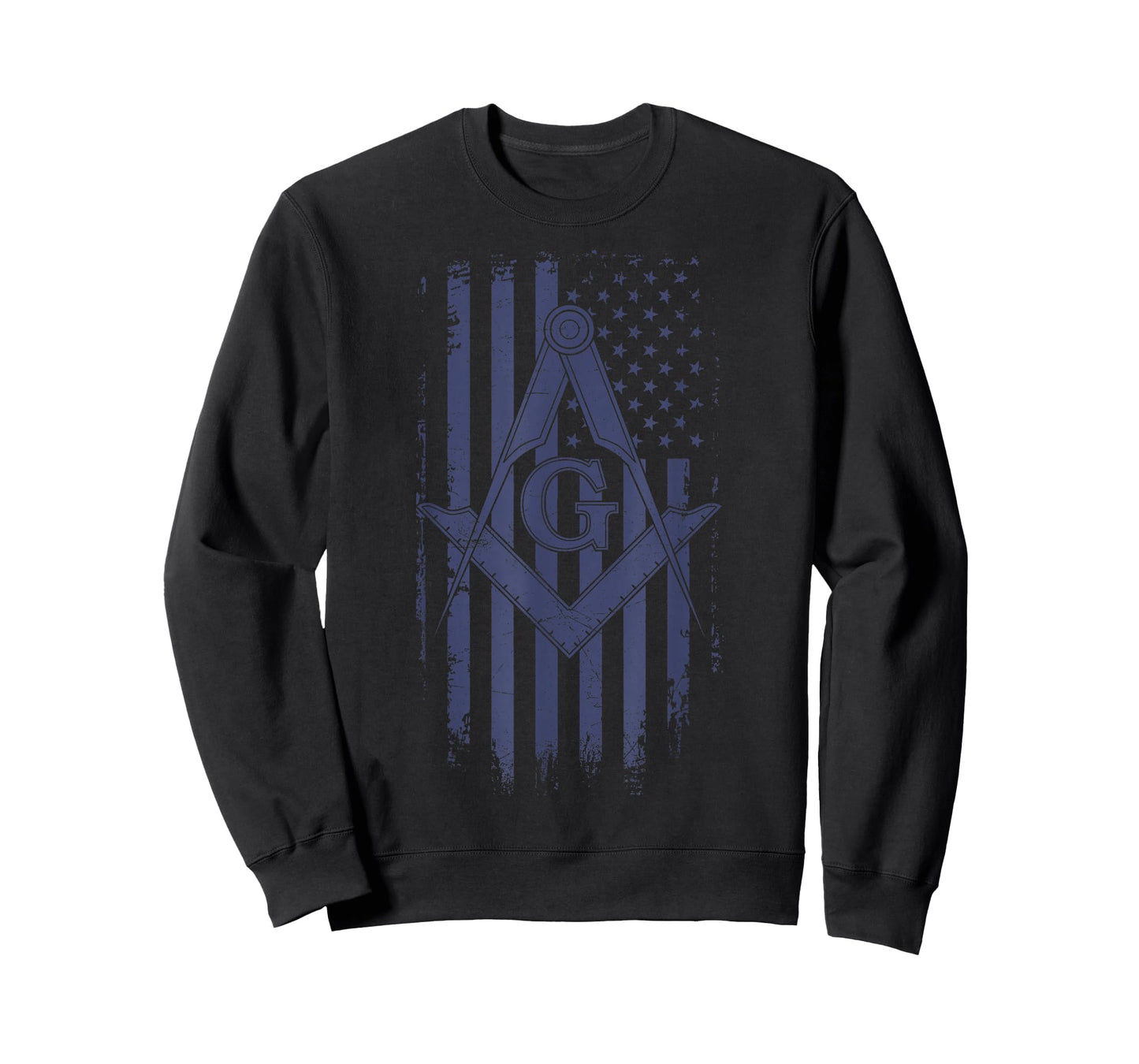 Masonic American Flag Square & Compass Freemason Navy Blue T-Shirt