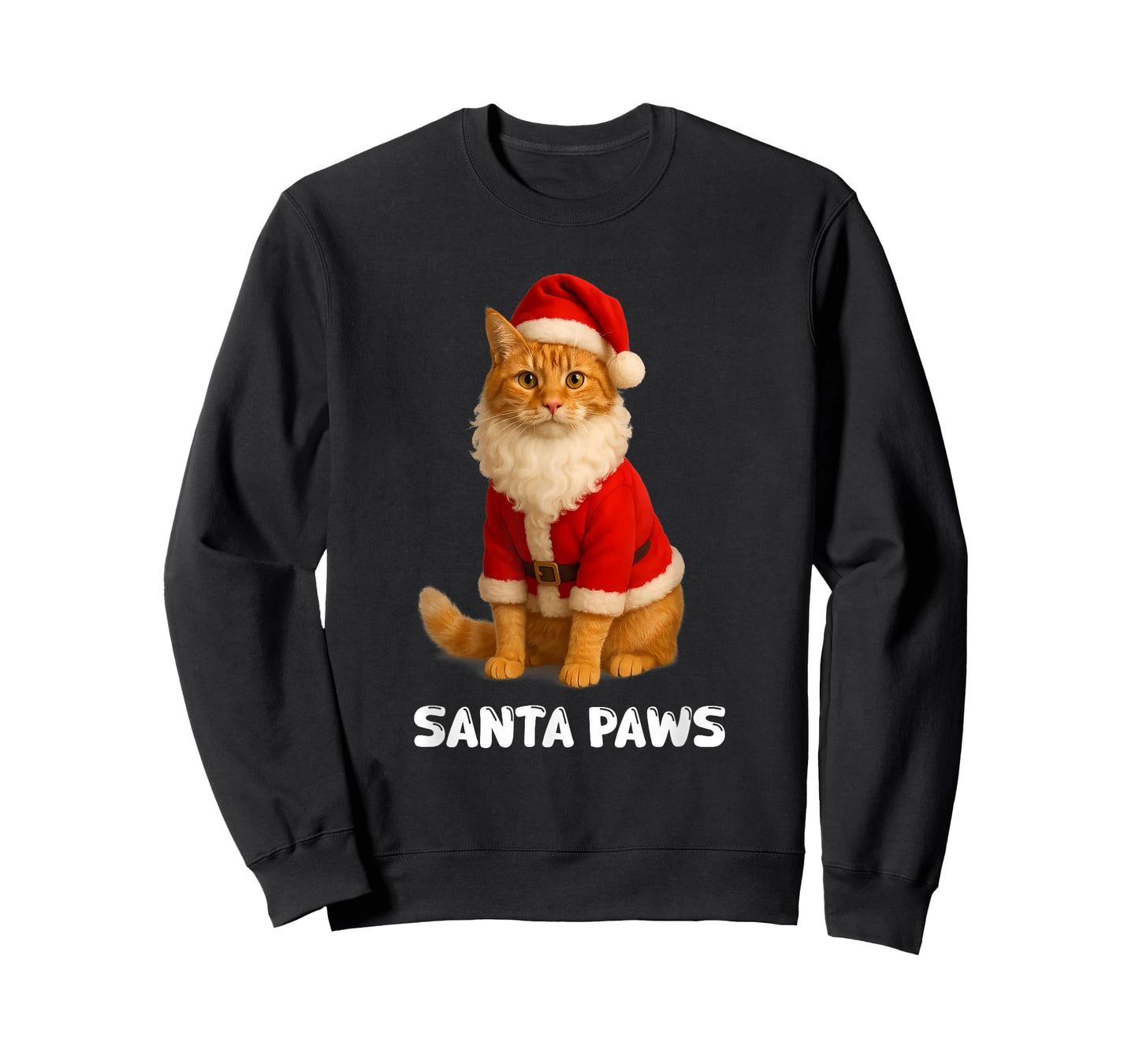 Santa Paws Funny Orange Tabby Cat Christmas Holiday T-Shirt