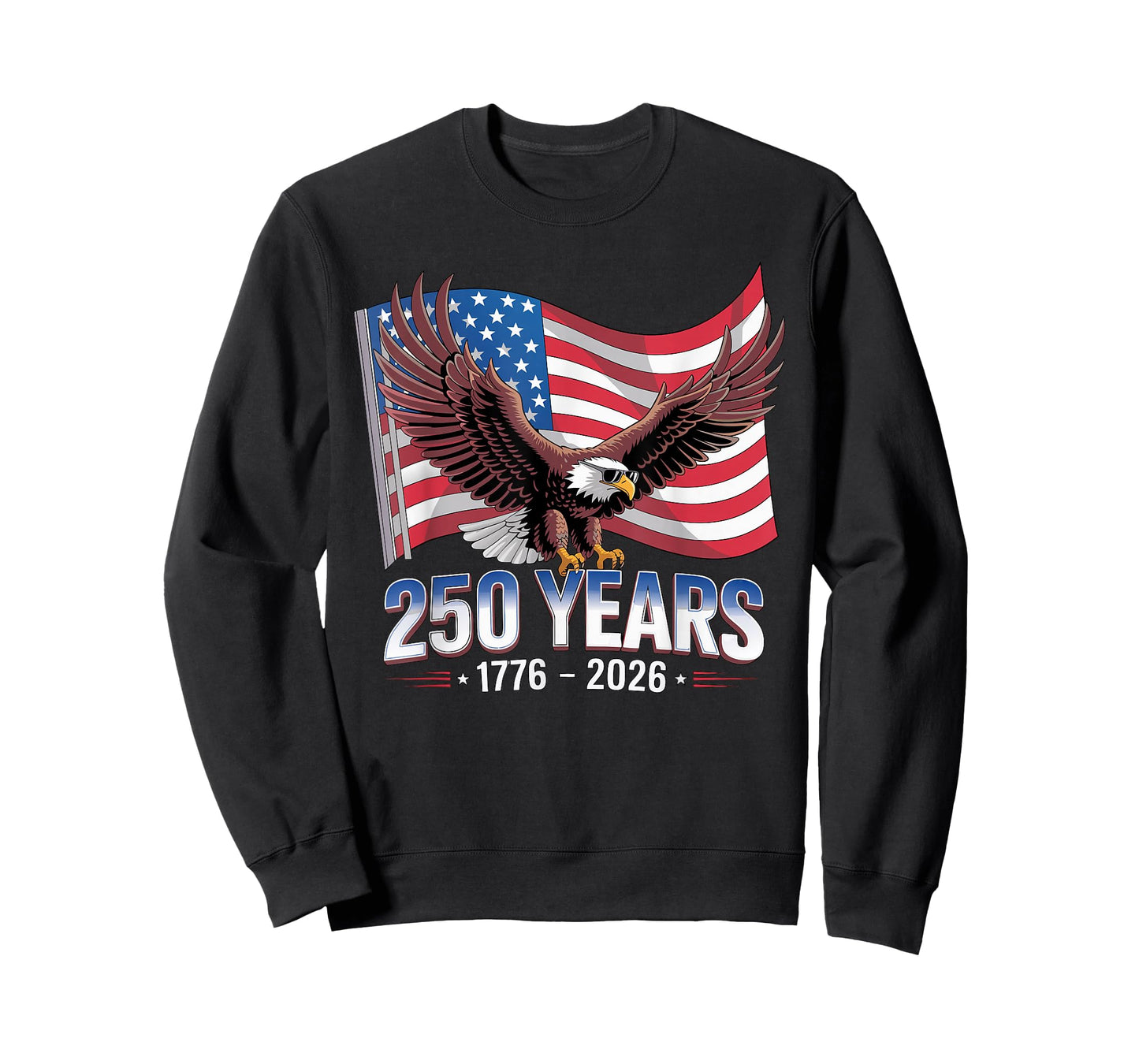 USA 250 Years 1776 2026 250th Anniversary Bald Eagle Flag T-Shirt
