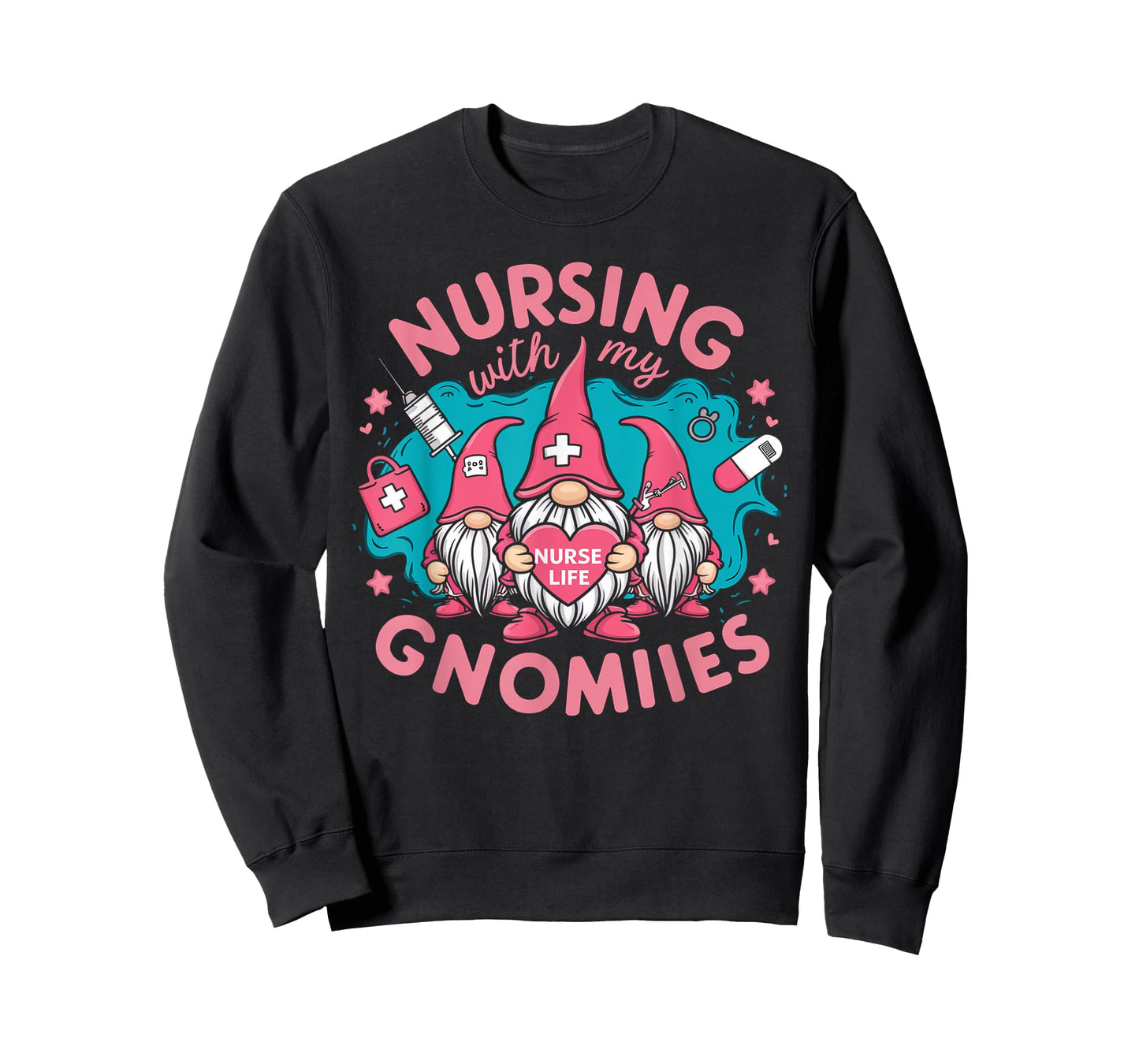 Cute Nursing With My Gnomies Gnome Nurse Life Valentines Day T-Shirt