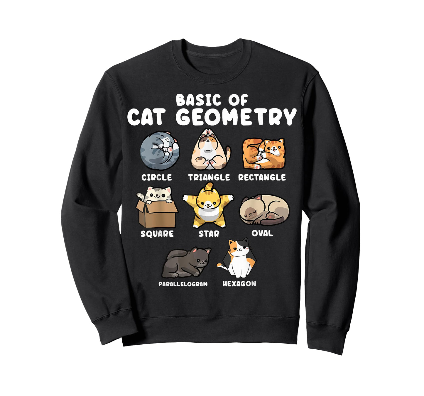 Cat Geometry Math Funny Cat Shapes Design for Cat Lovers T-Shirt