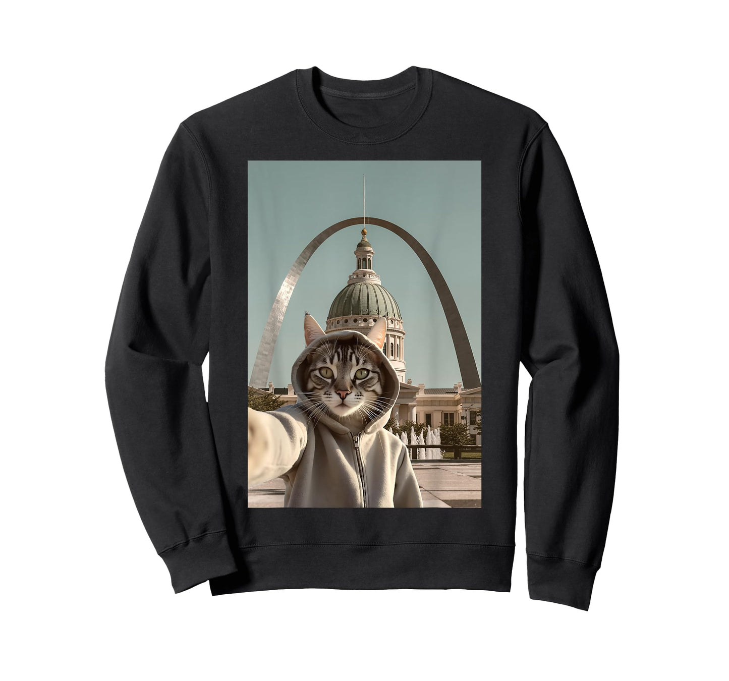 Funny Cat Selfie St. Louis Arch Saint Louis T-Shirt