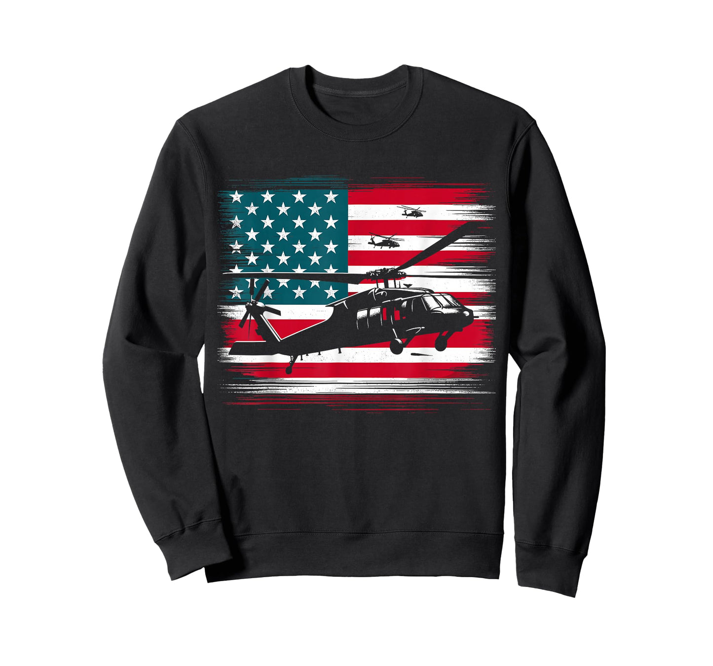 Helicopter USA Vintage Flag American Patriotic T-Shirt