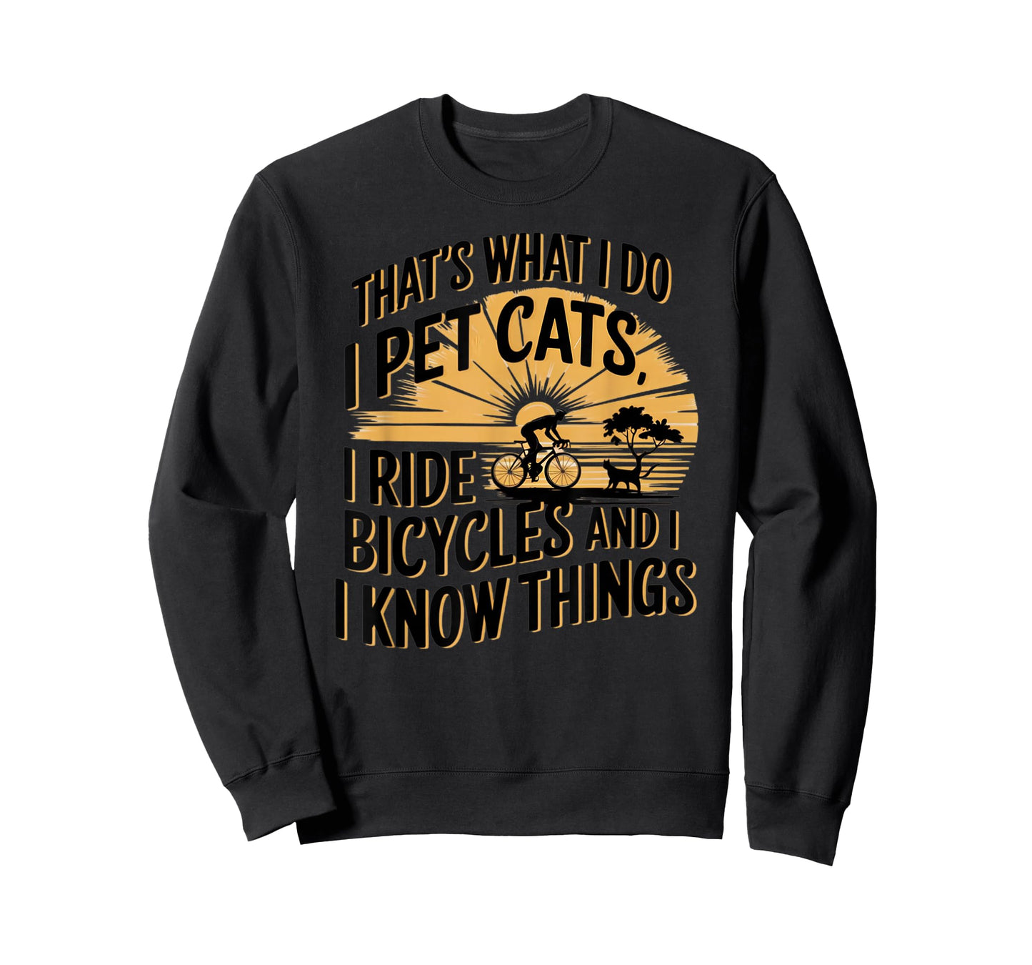 That's What I Do I Pet Cats I Ride Bicycles Funny Cycling T-Shirt - Unisex-Adult, Blue, Small, Short Sleeve, Classic Fit, Polyester 100%, Cycling-T-Shirts