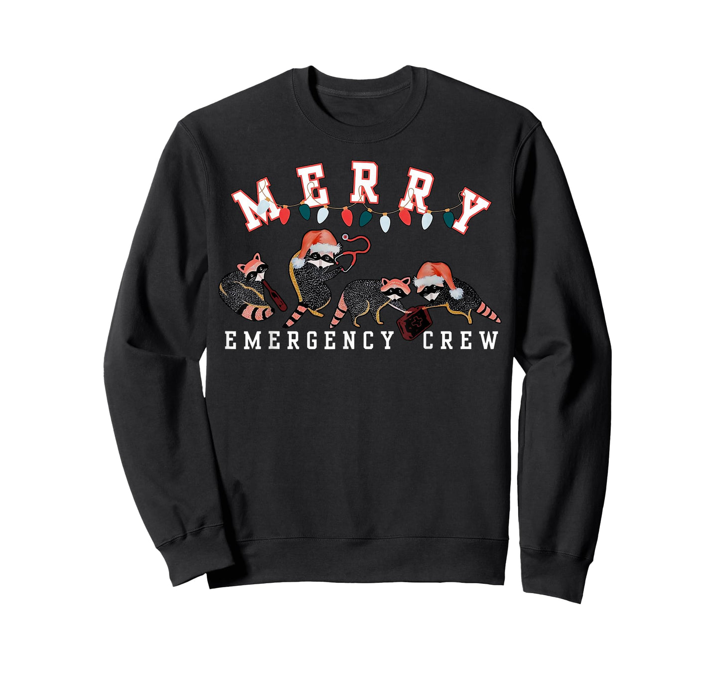 Cute Raccoon Emergency Nurse Crew Christmas ER Crew Nurse T-Shirt