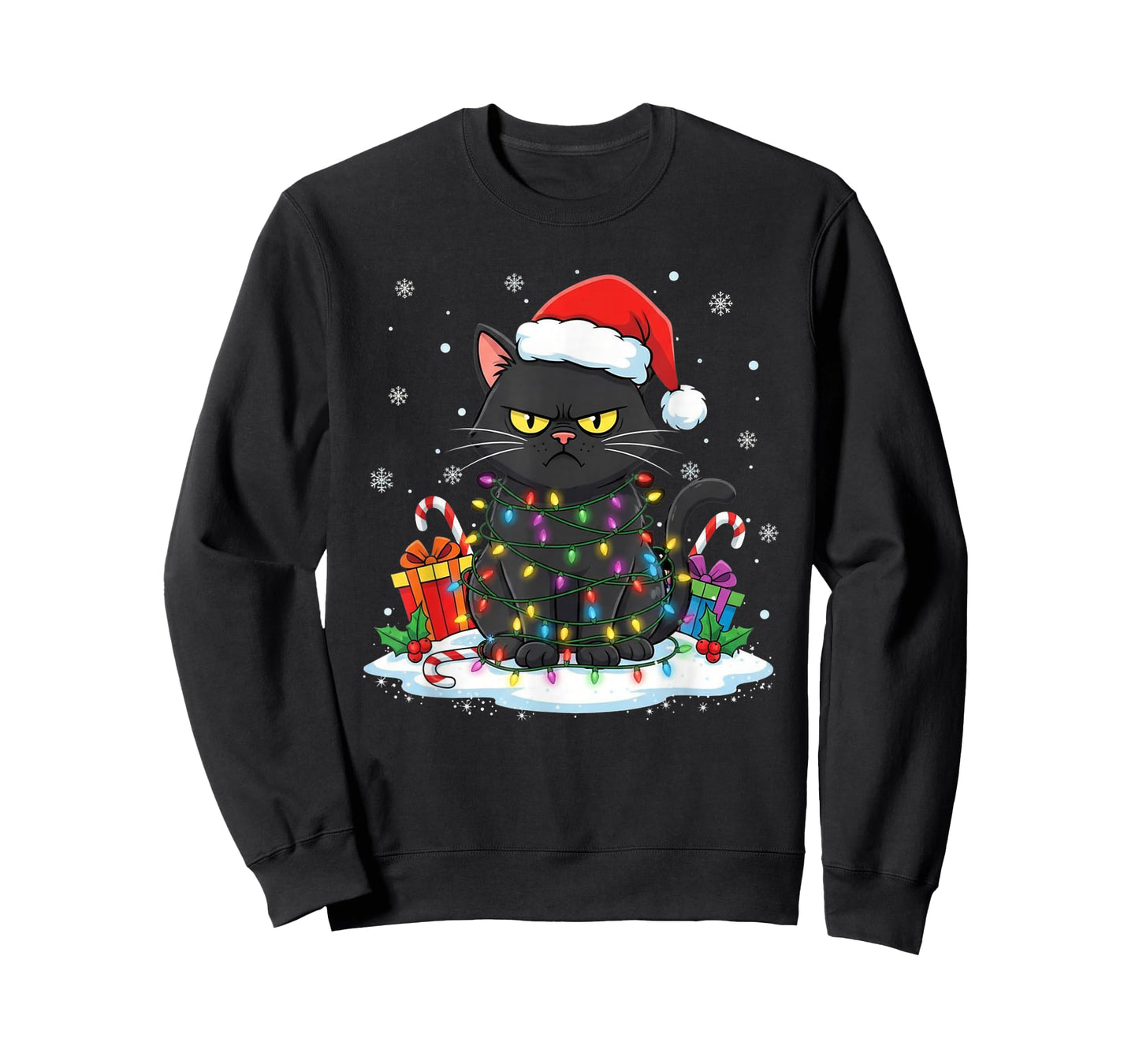 Funny Black Cat Christmas for Men Women Youth Girls T-Shirt