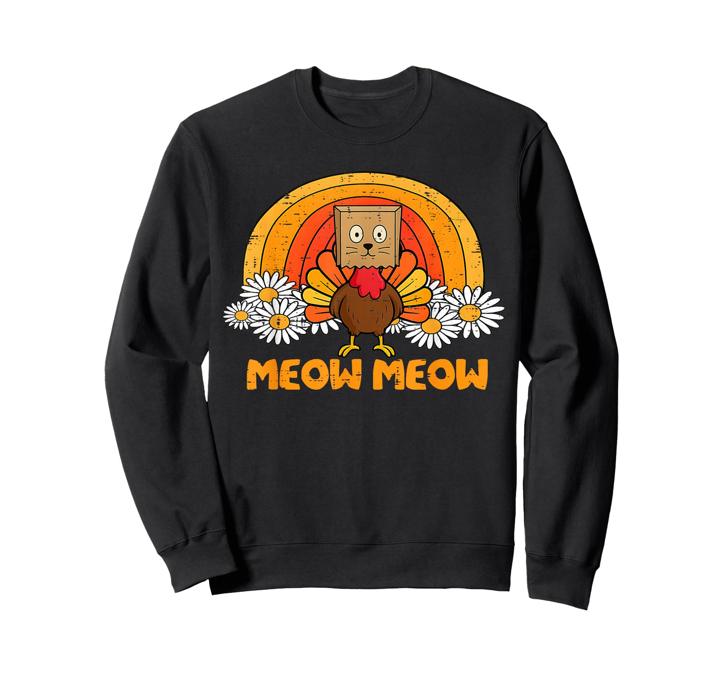 Turkey Cat Meow Funny Thanksgiving Men Women Boy Girl Kids T-Shirt