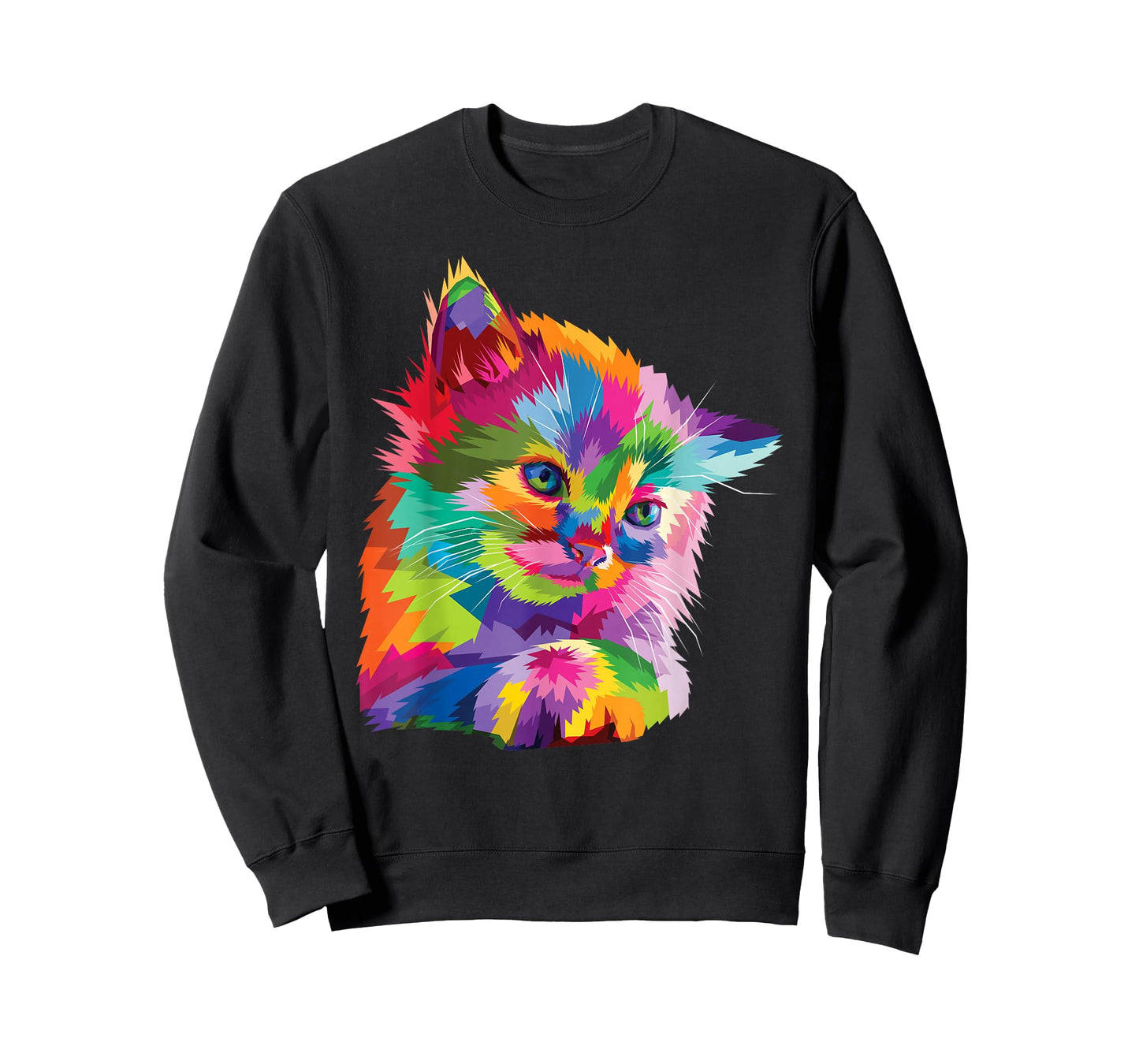 Rainbow Kitten Colorful Feline Mosaic Kitty Portrait T-Shirt
