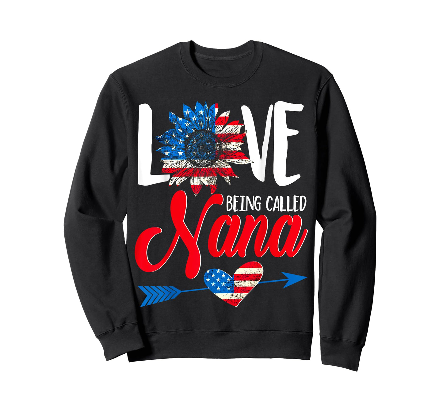 I Love Being Called Nana Sunflower American Flag July 4th T-Shirt