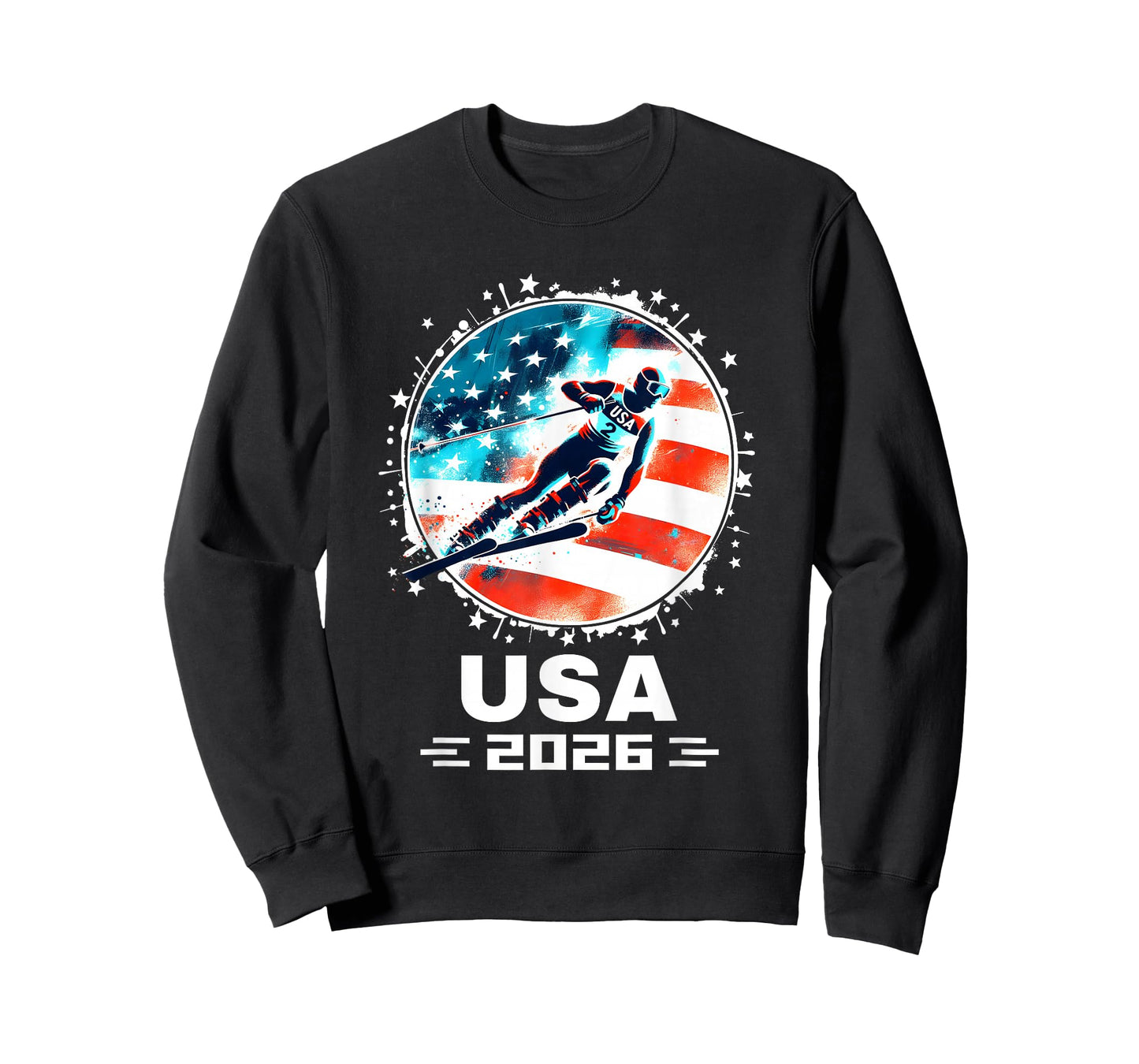 USA Team 2026 United States American Flag Skiing USA Ski T-Shirt
