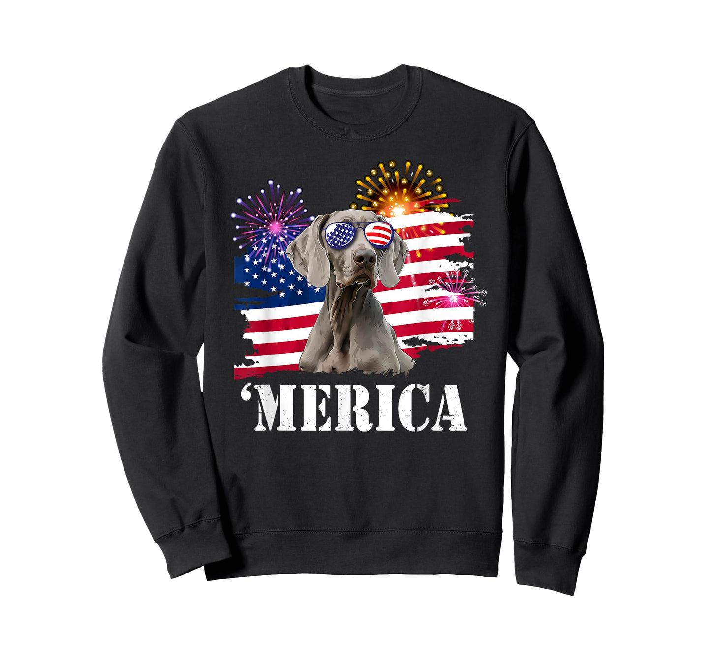 USA Flag 4th of July Fourth Merica Weimaraner Lover T-Shirt