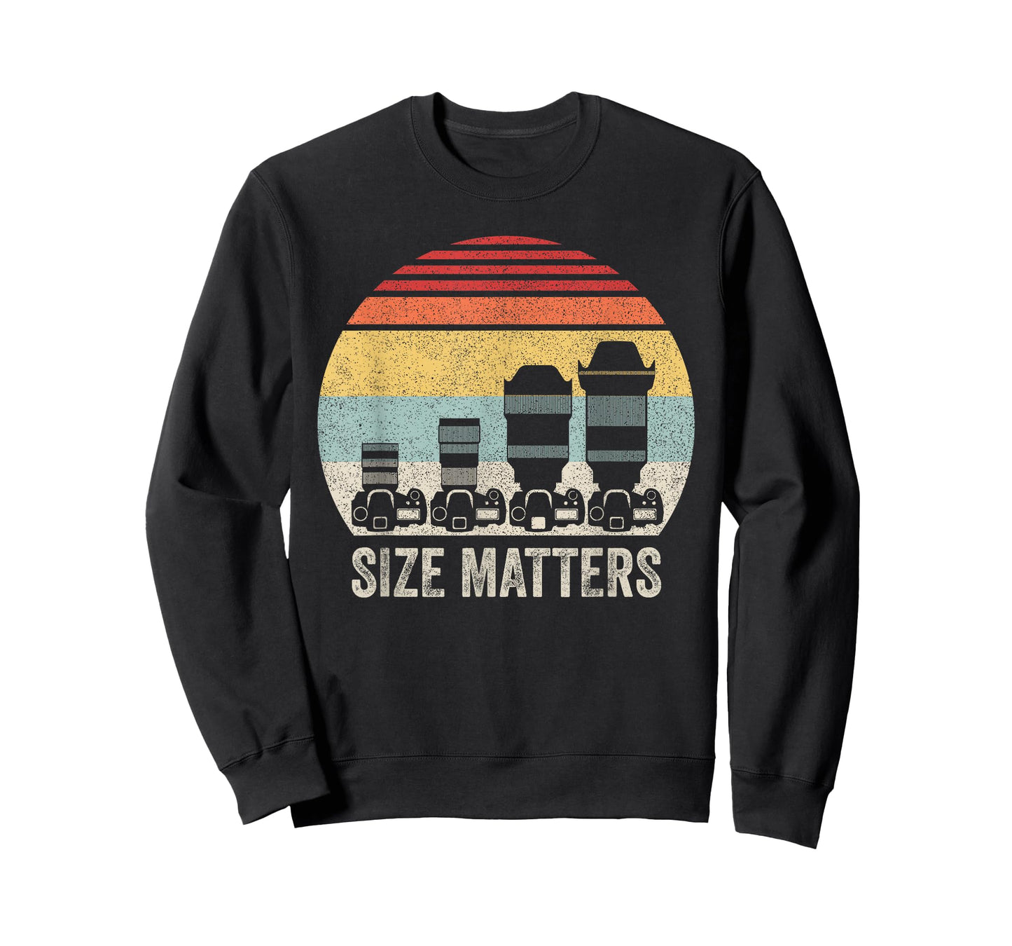 Catch Some Rays Vintage Retro Funny Photography Camera Lens Size Matters Unisex Adult Black T-Shirt