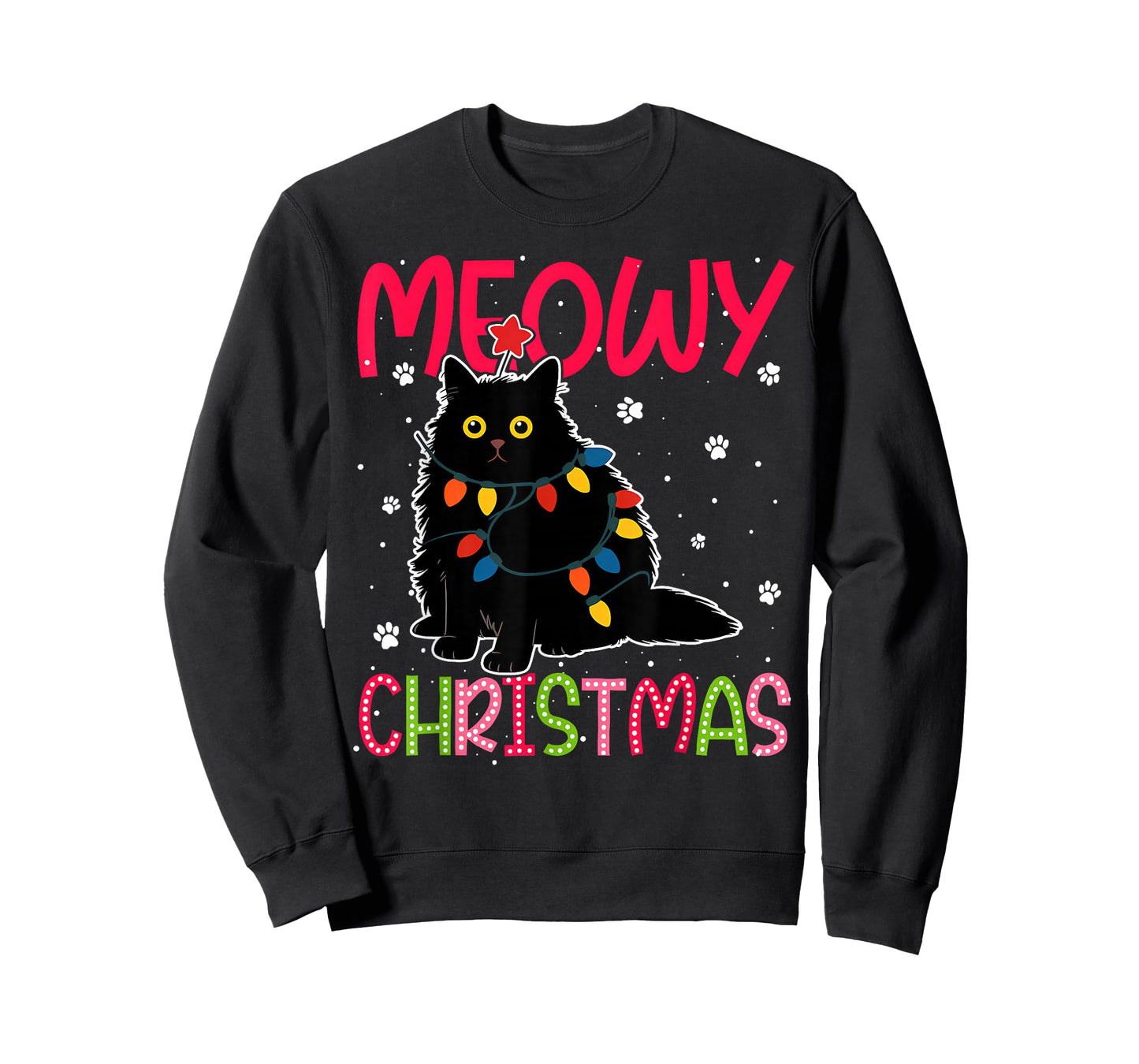 Meowy Catmas Santa Hat Cute Kitten Christmas Cat Lover T-Shirt