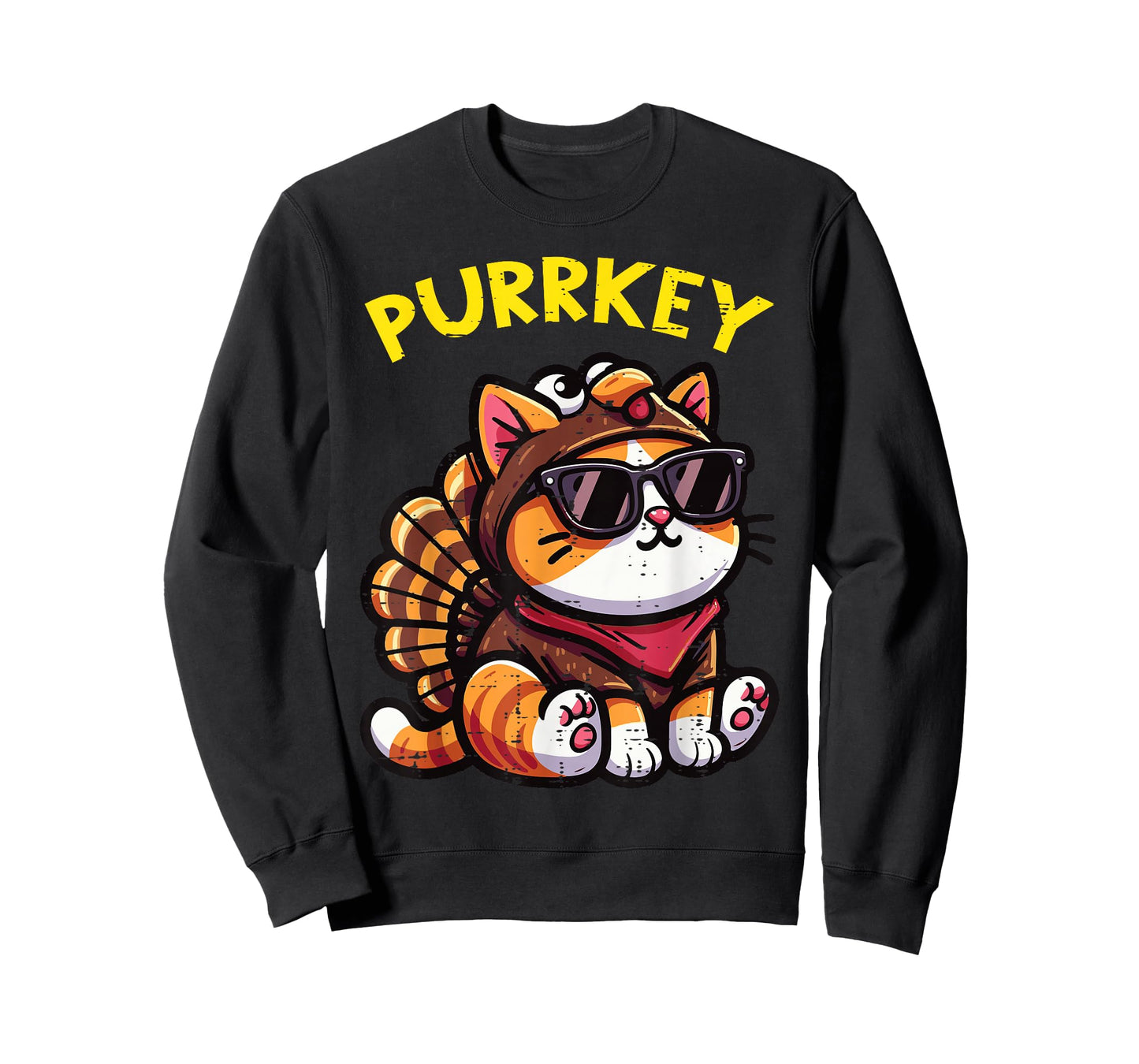 Thanksgiving Cat Turkey Purrkey Fall Women Girls Kids Men T-Shirt