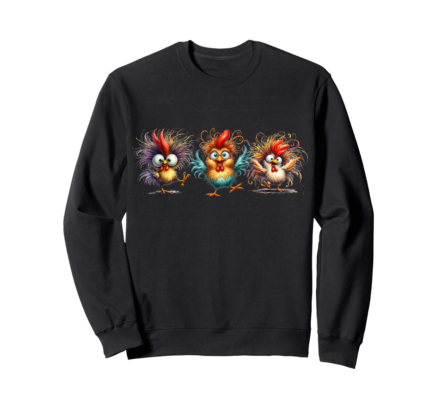 Chicken Art Crazy Chicken For Men Women Kid Boy Eagerlys Colorful Funny Chicken Art, Classic Modern Floral, Black, Unisex, Short Sleeve, T-Shirt, Small