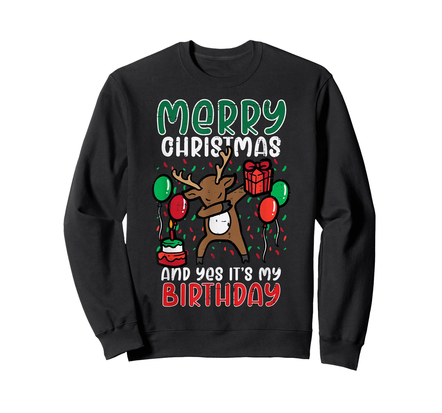 Merry Christmas Its My Birthday Reindeer Dab Xmas Bday Kids T-Shirt