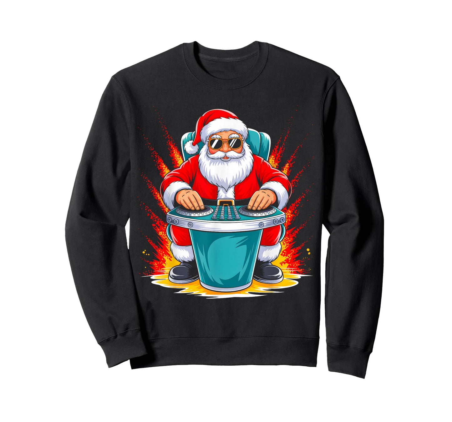 Dj Santa Playing Drums Funny Christmas Music Lover Boys Kids T-Shirt