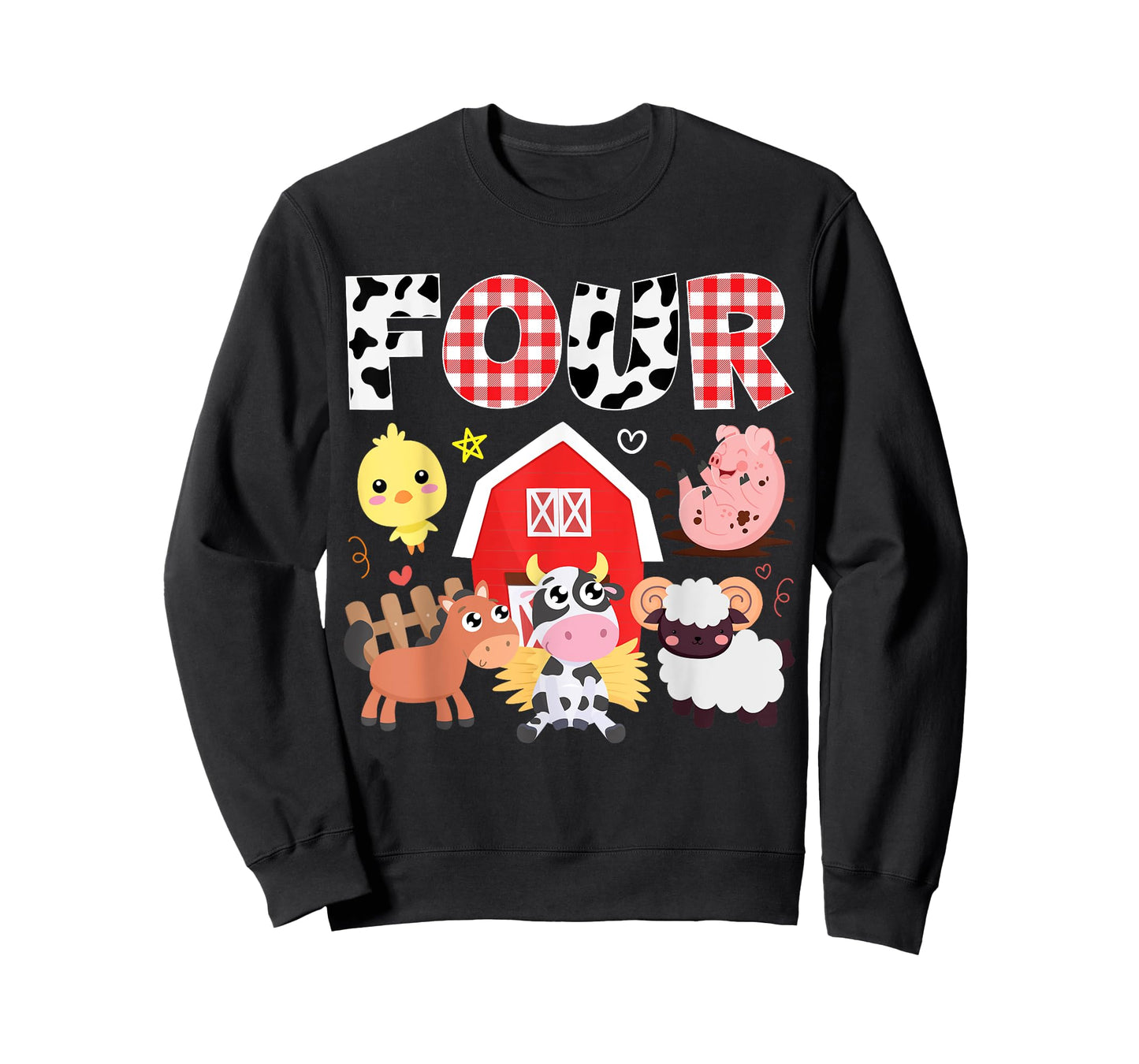 4th Birthday Four Year Old Farm Theme Animals Birthday Party T-Shirt