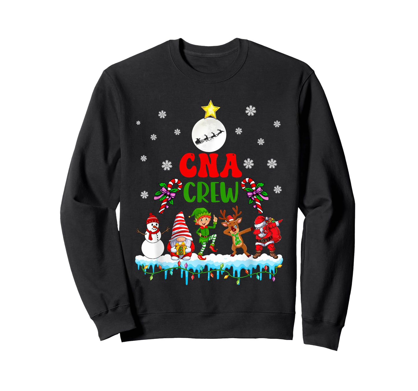 CNA Crew Xmas Dabbing Reindeer Santa Elf Proud Nurse Nursing T-Shirt