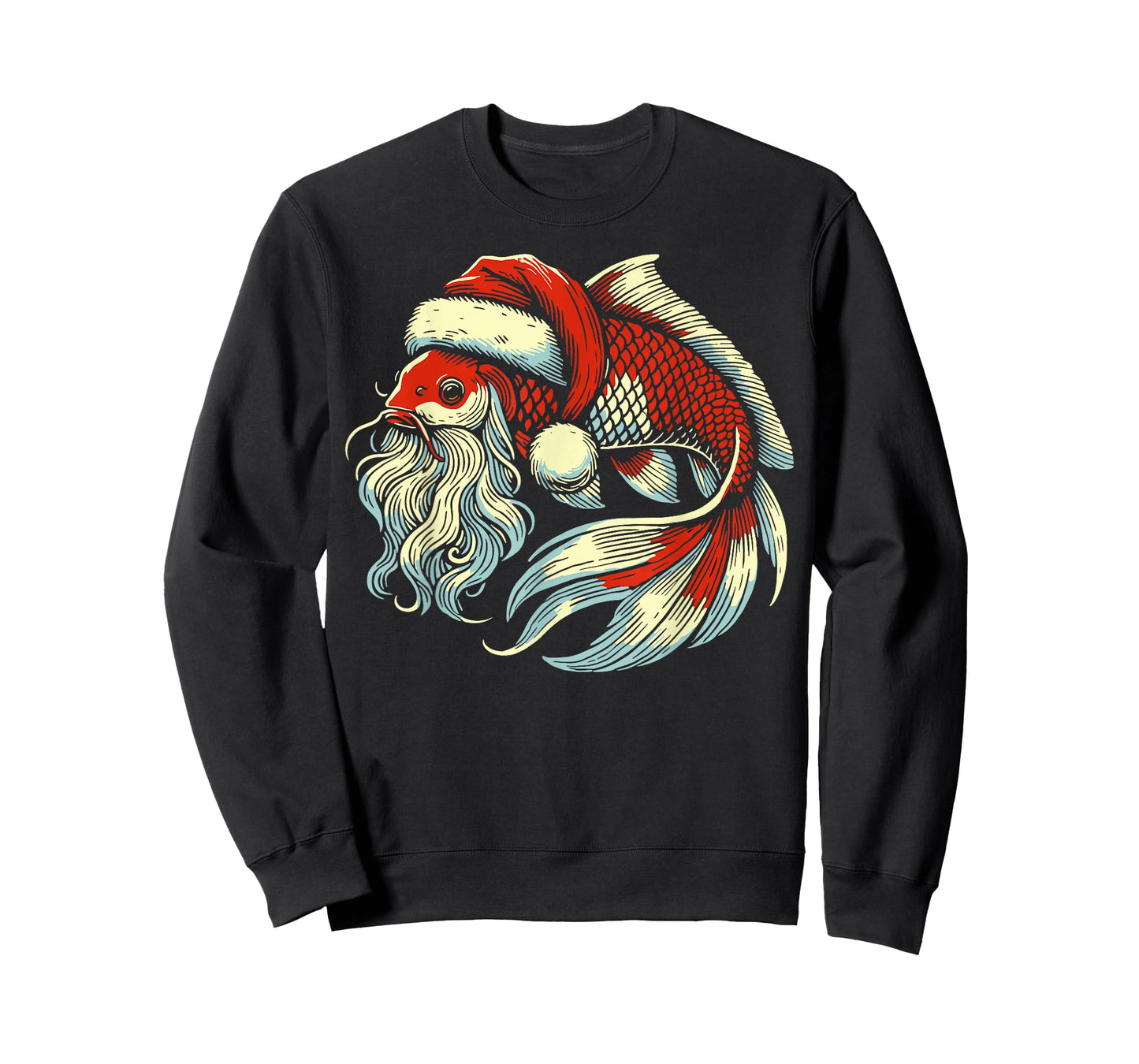 Santa Claus Koi Fish Christmas Holiday Vintage Artistic T-Shirt