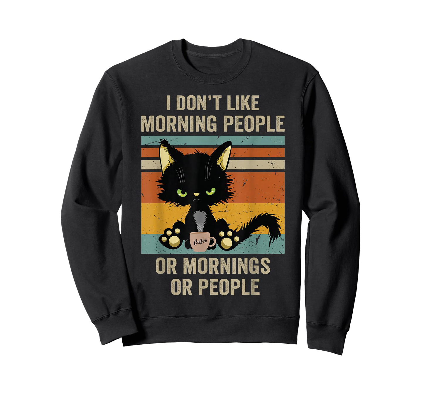 I Hate Morning People And Mornings And People Coffee Cat T-Shirt