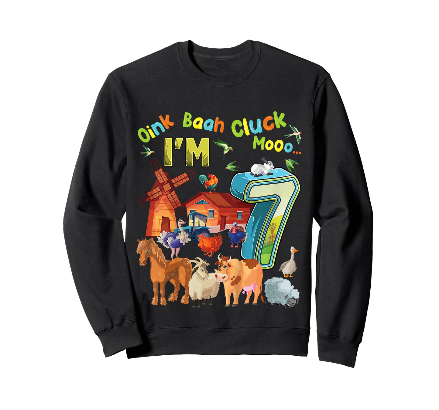 Barnyard 7th Birthday Farm Animals 7 Years Old Farming T-Shirt