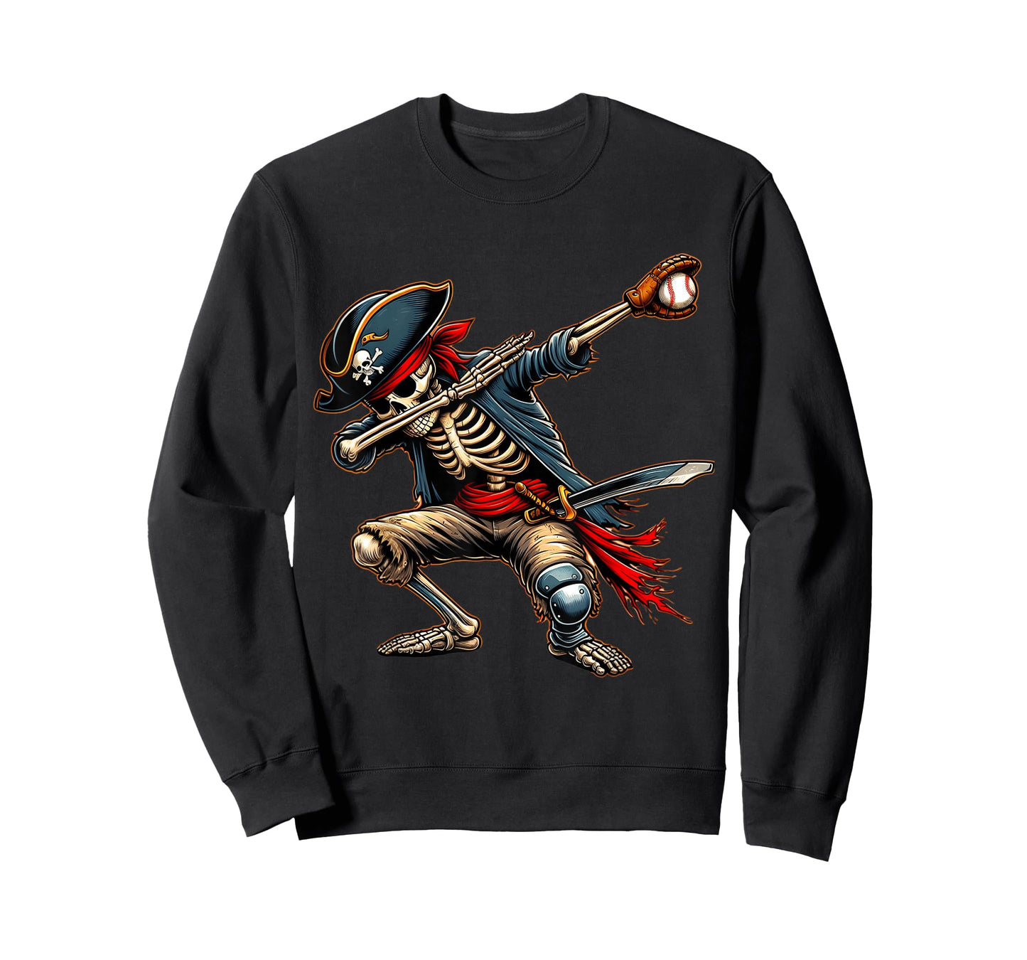 Dab Skeleton Dabbing Skeleton Pirate Baseball T-Shirt