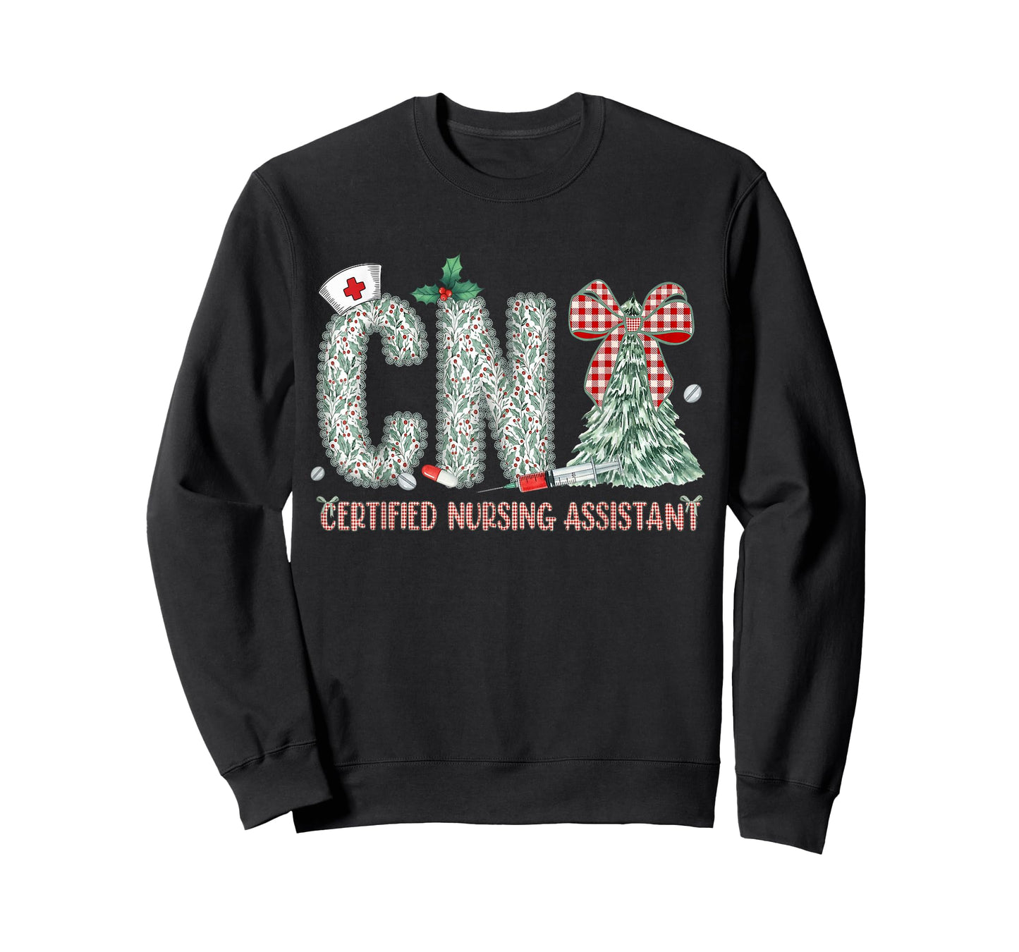 Coquette Preppy Christmas CNA Nurse Christmas Tree T-Shirt